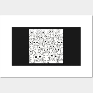 I Think We Adopted Too Many Cats | Black and White Illustration Posters and Art